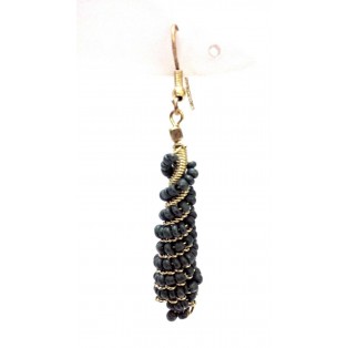 Black Beads Beaded Earrings Jhumka Jhumki Drop Long Dangle Hook Chandelier Fashion Gray Gold